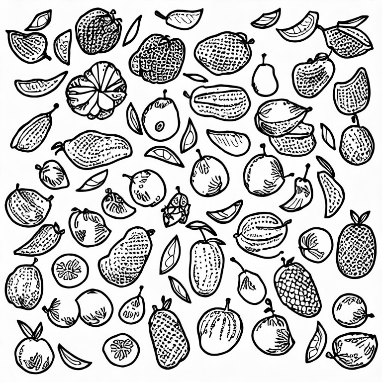 Coloring page of asian fruit