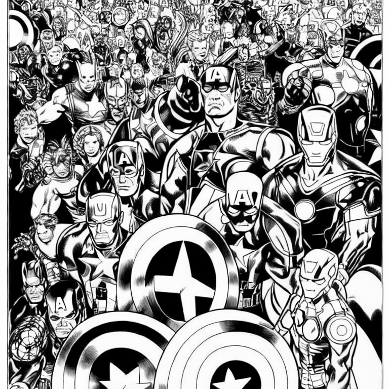 Coloring page of avengers