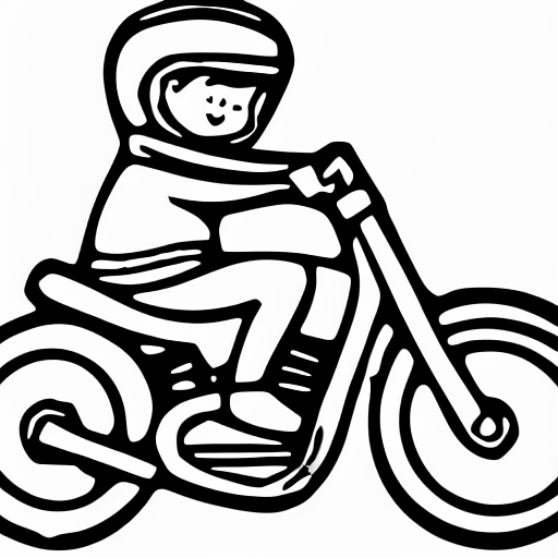 Coloring page of baby on motorcycle