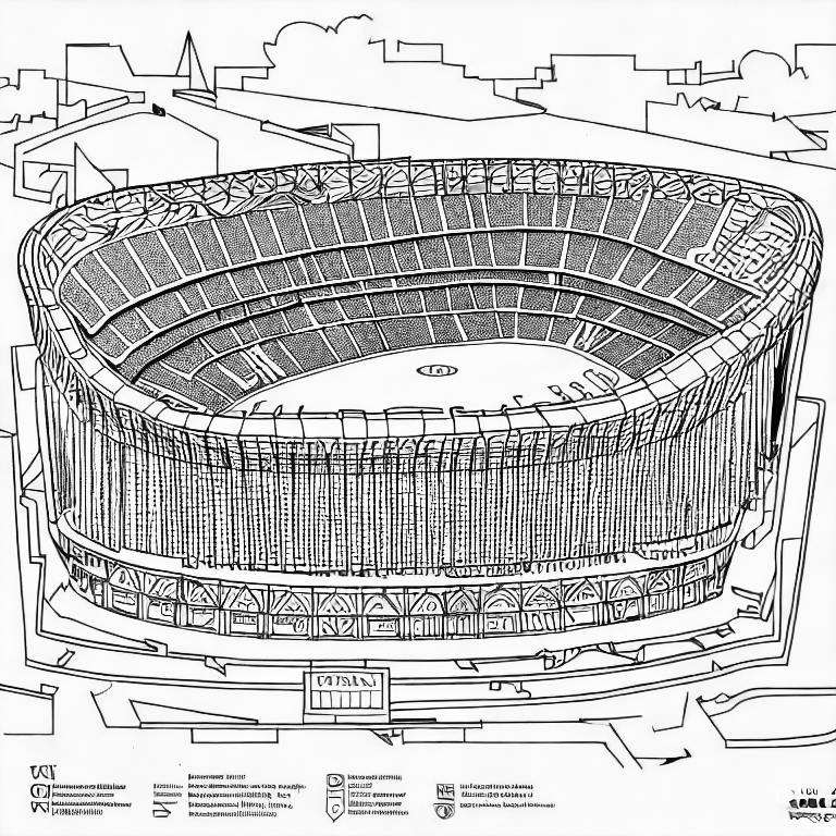 Coloring page of barcelona stadium