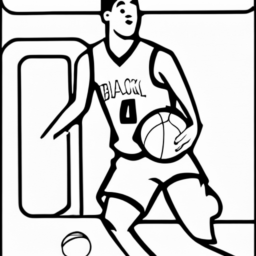 Coloring page of basketball player