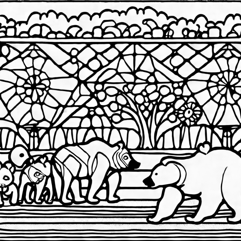 Coloring page of bear zoo to color