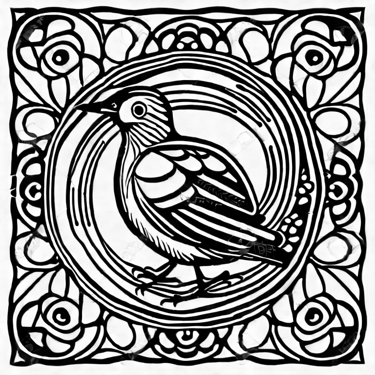 Coloring page of beautiful bird