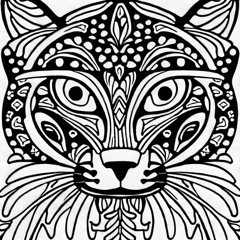 Coloring page of beautiful cat patterned