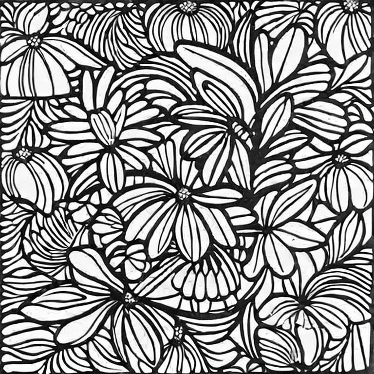 Coloring page of beautiful fine line flowers