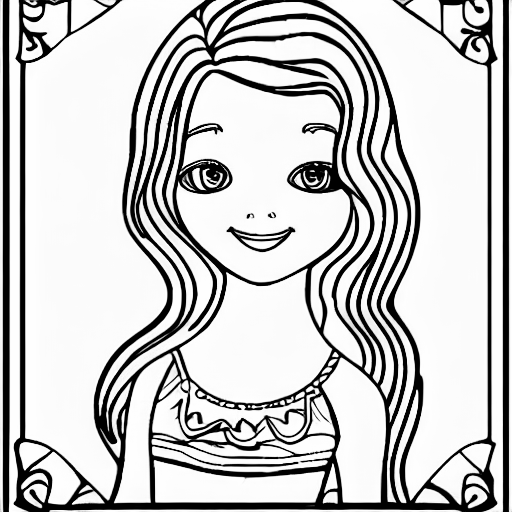 Coloring page of beautiful girl