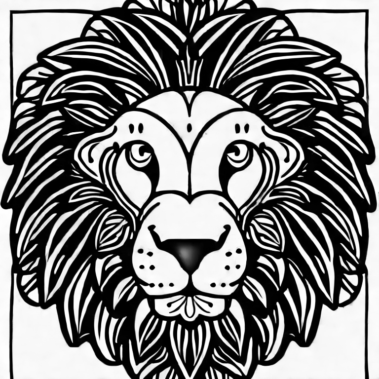 Coloring page of beautiful lion flower
