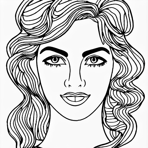 Coloring page of beautiful woman