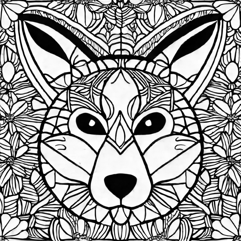 Coloring page of big fox