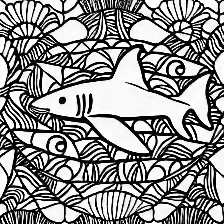 Coloring page of big sharks black and white