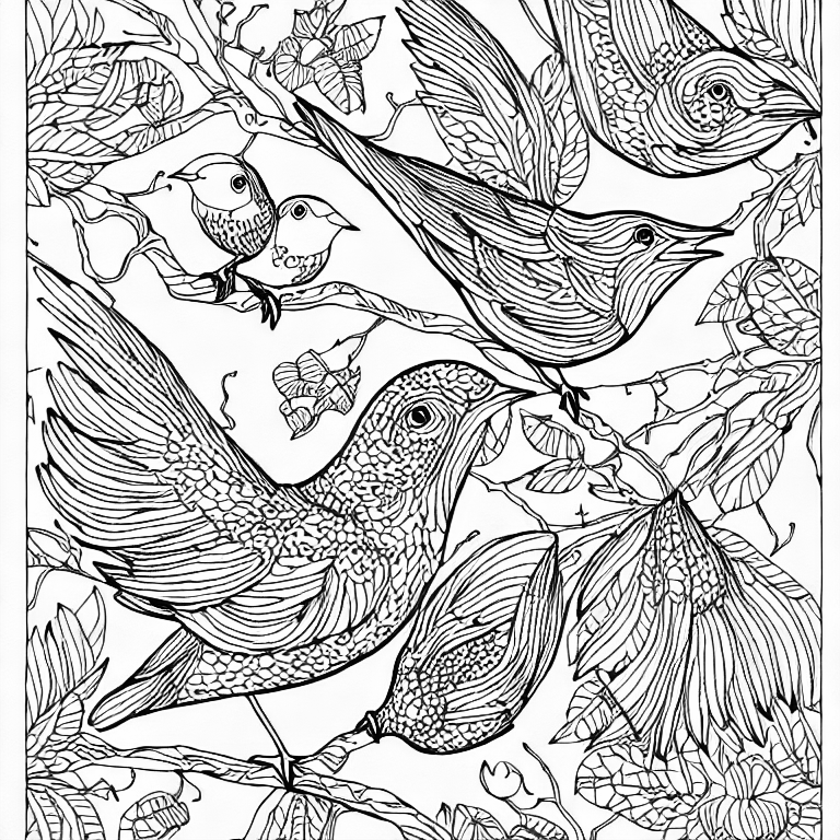 Coloring page of birds