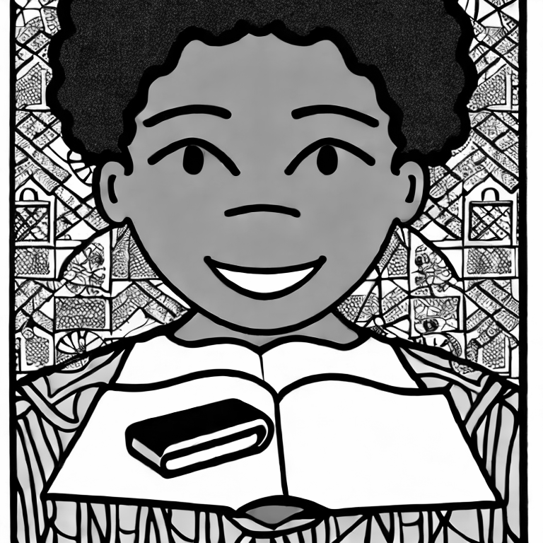 Coloring page of black female english teacher