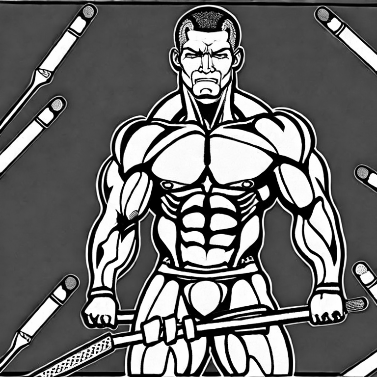 Coloring page of bodybuilder