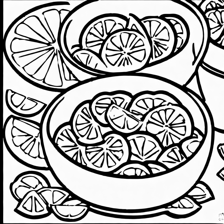 Coloring page of bowl of lemons