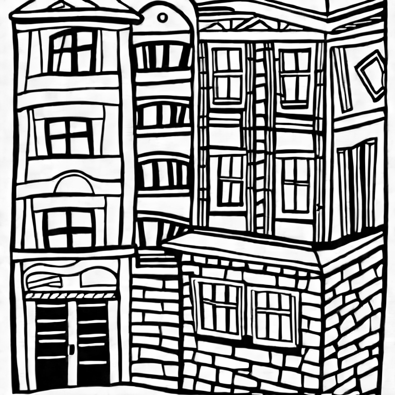Coloring page of building in newykrk citg