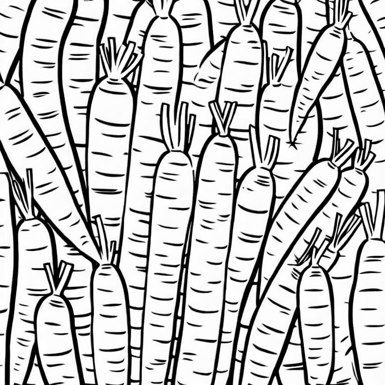 Coloring page of bunch of carrots