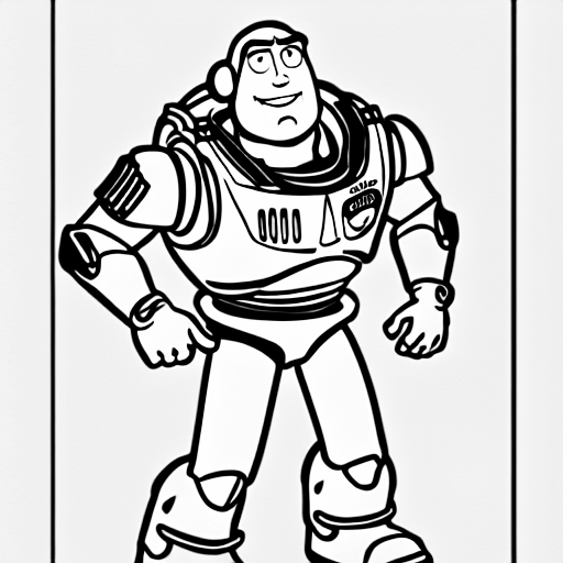 Coloring page of buzz lightyear walking at the beach