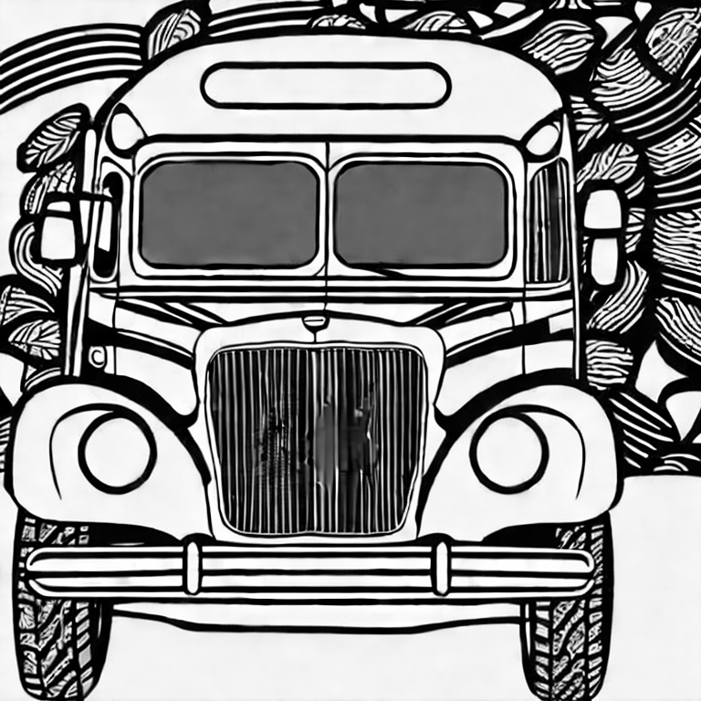 Coloring page of car bus