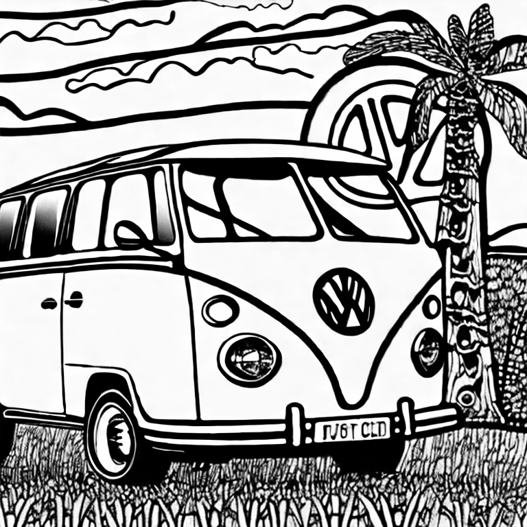 Coloring page of car vw