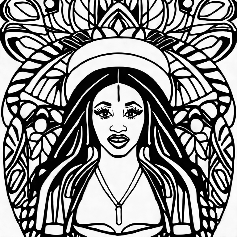 Coloring page of cardi b