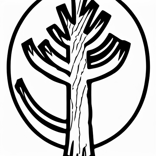 Coloring page of cartoon outline tree axe lumberjack