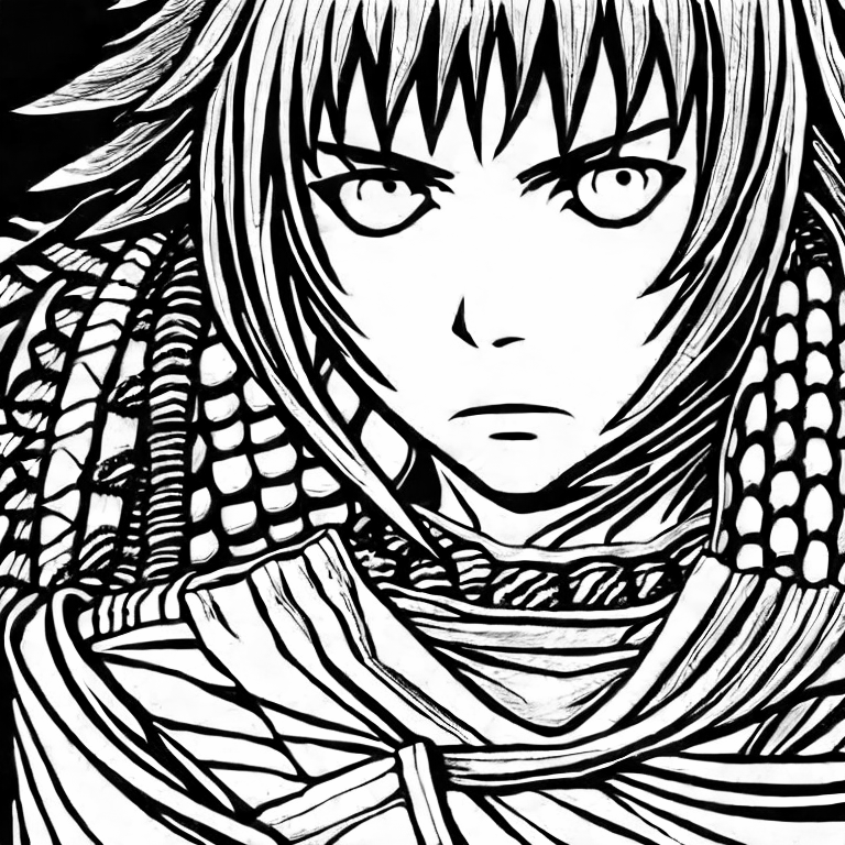 Coloring page of casca from berserk