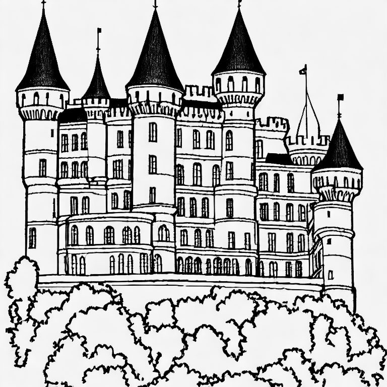 Coloring page of castle hluboka nad vltavou