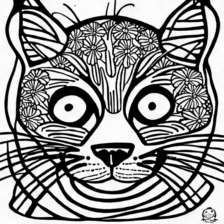 Coloring page of cat cartoon to color
