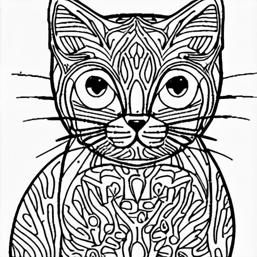 Coloring page of cat cut