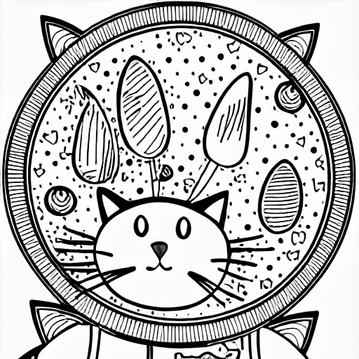 Coloring page of cat in helicopter