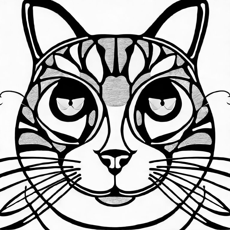 Coloring page of cat simple for color