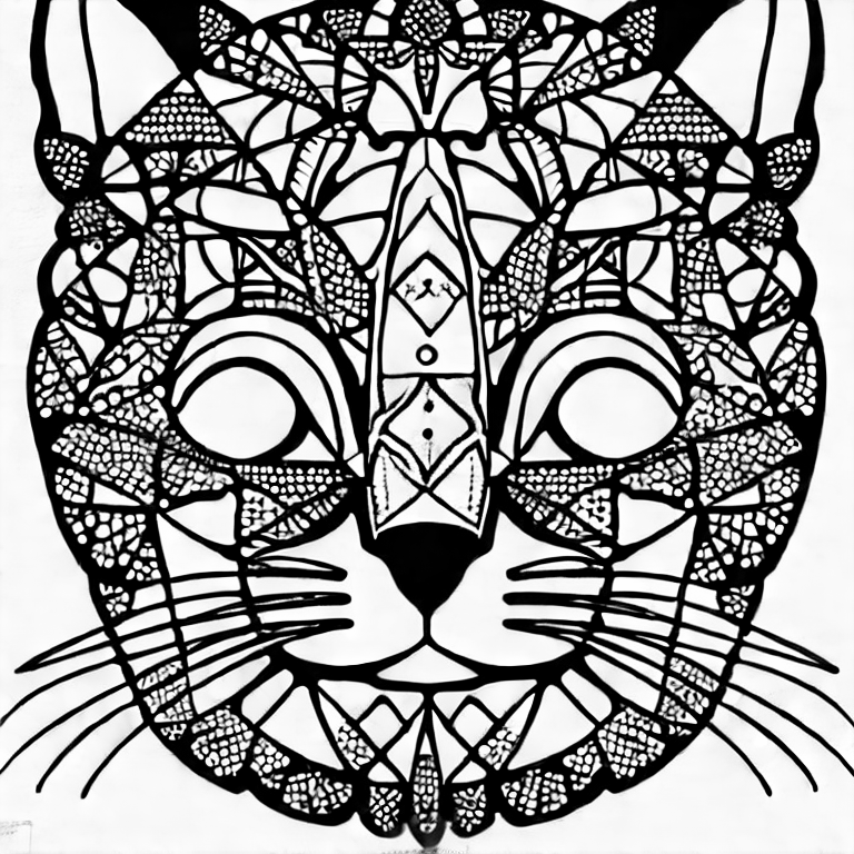 Coloring page of cat with hatjumping