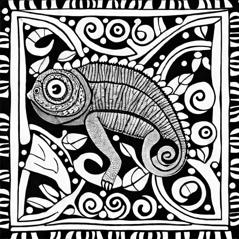 Coloring page of chameleon