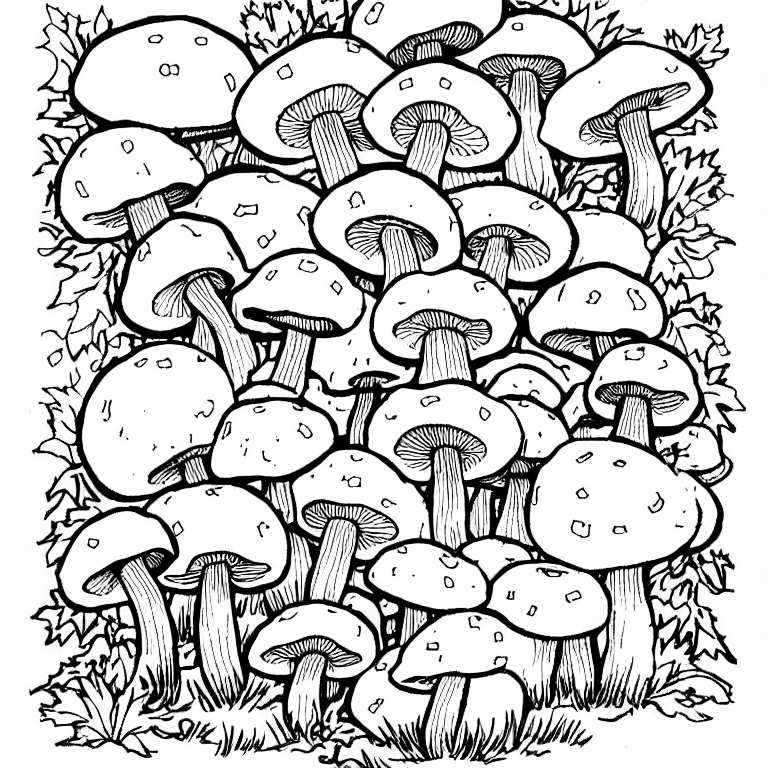 Coloring page of champignons automne