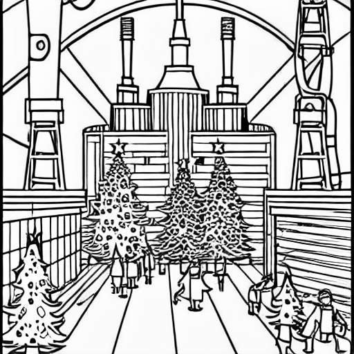 Coloring page of chernobyl at christmas