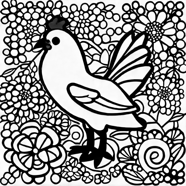 Coloring page of chicken