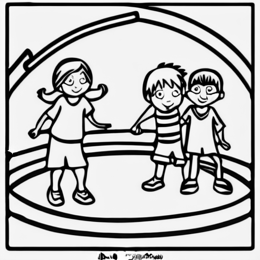 Coloring page of children playing in the playground