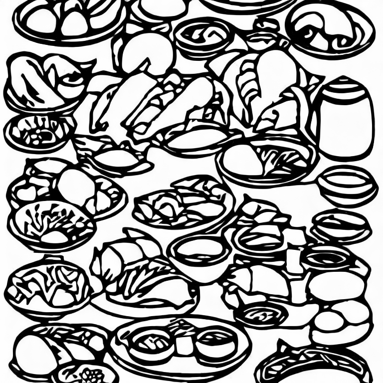 Coloring page of chinese food