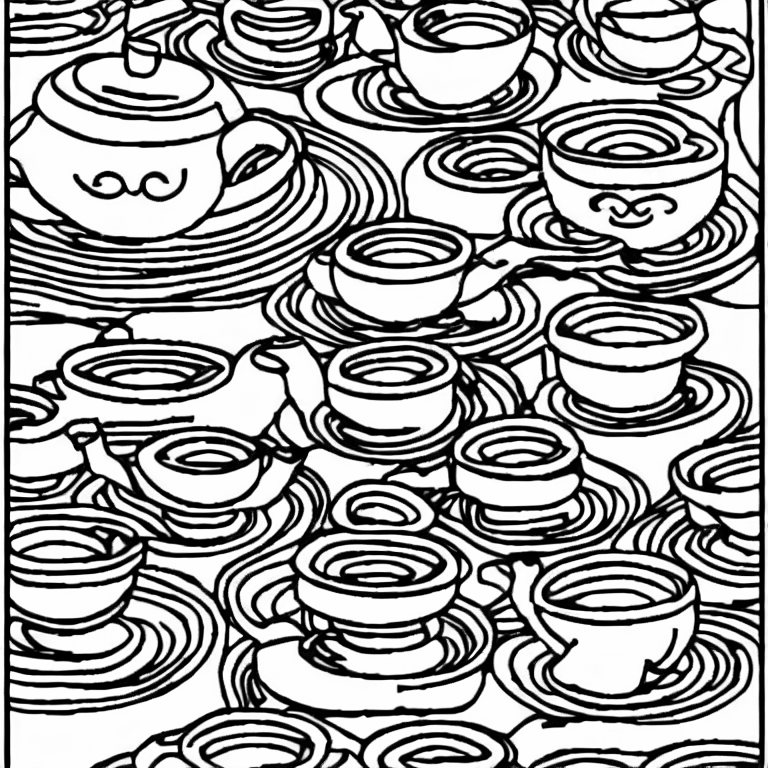 Coloring page of chinese tea