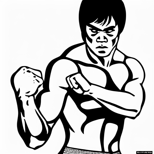 Coloring page of chris hemsworth as bruce lee