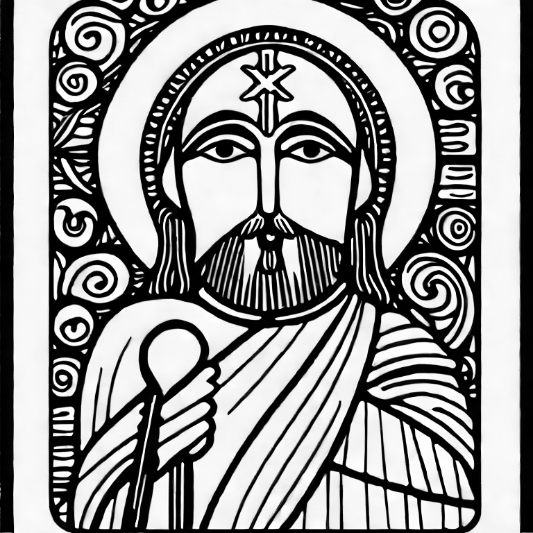 Coloring page of christ icon