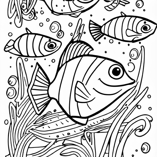 Coloring page of christmas fish