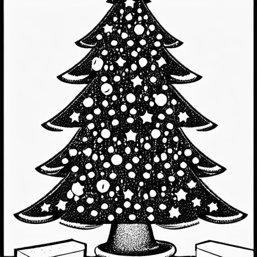 Coloring page of christmas tree