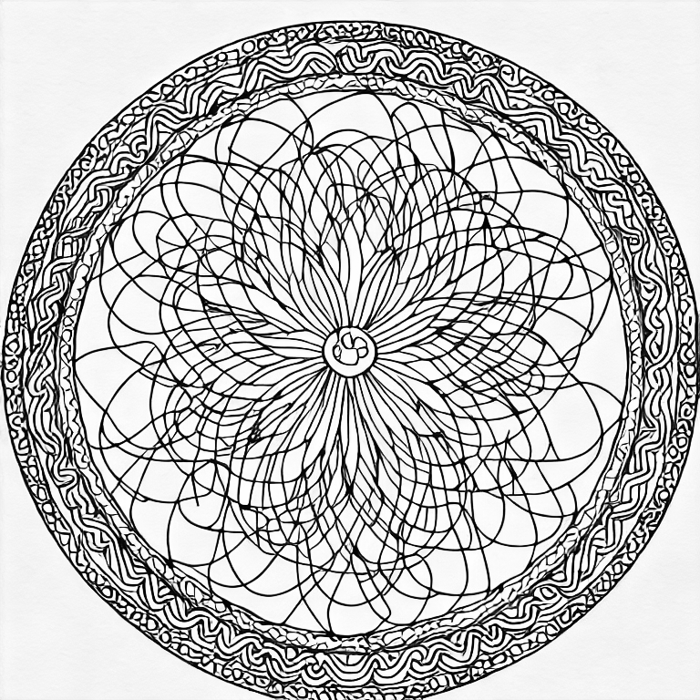 Coloring page of circle flower mandilion