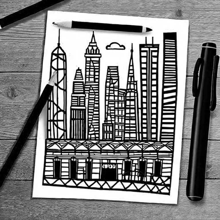 Coloring page of city building