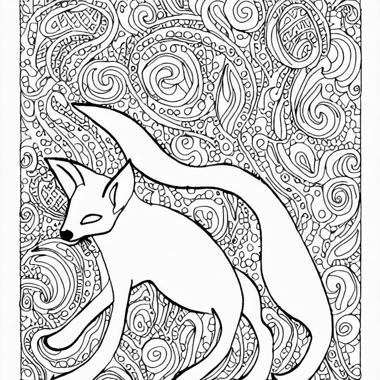 Coloring page of clever fox
