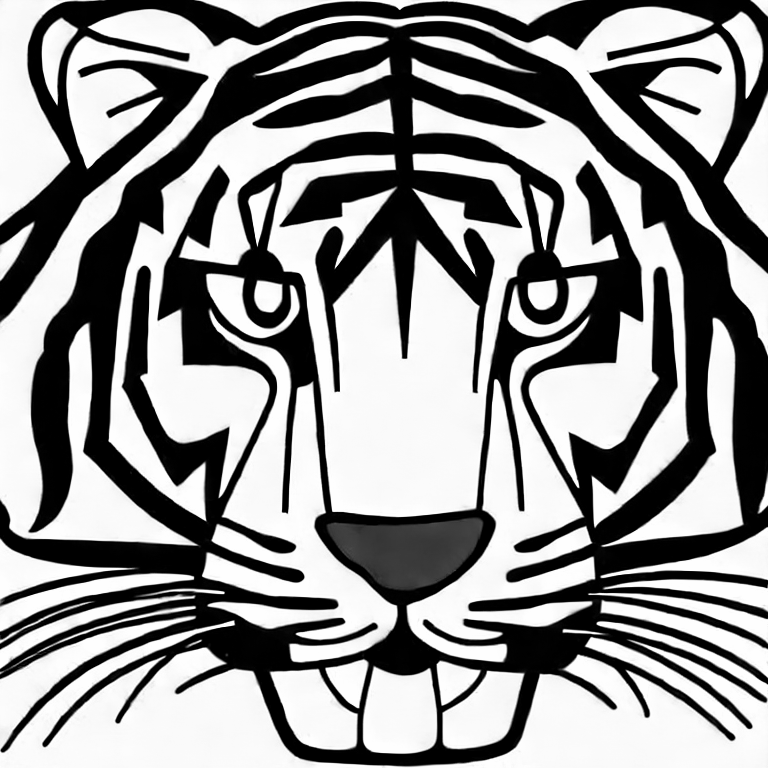 Coloring page of coloring page for kids cartoon tiger happy detailed simply cartoon style isolated