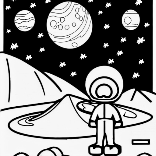 Coloring page of computing in mars
