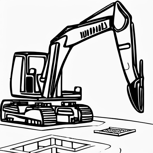 Coloring page of construction site excavator