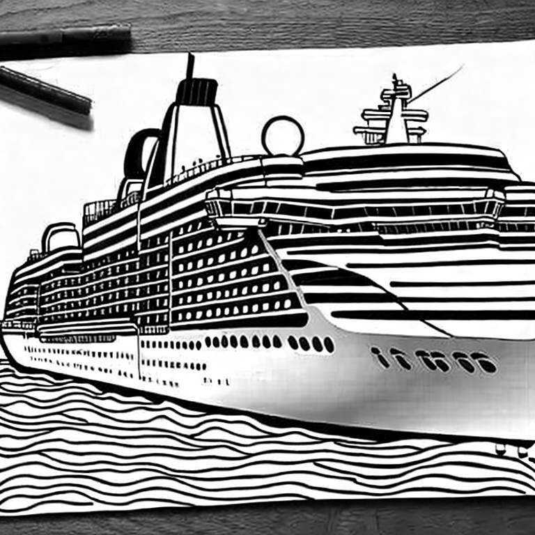 Coloring page of cruise ship